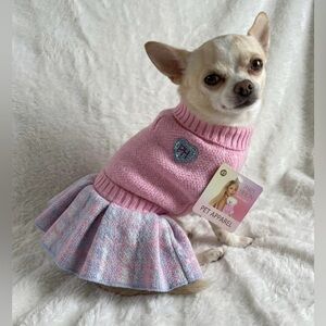 🎀 Paris Hilton Pet Luxe Pink Plaid Knit Dress